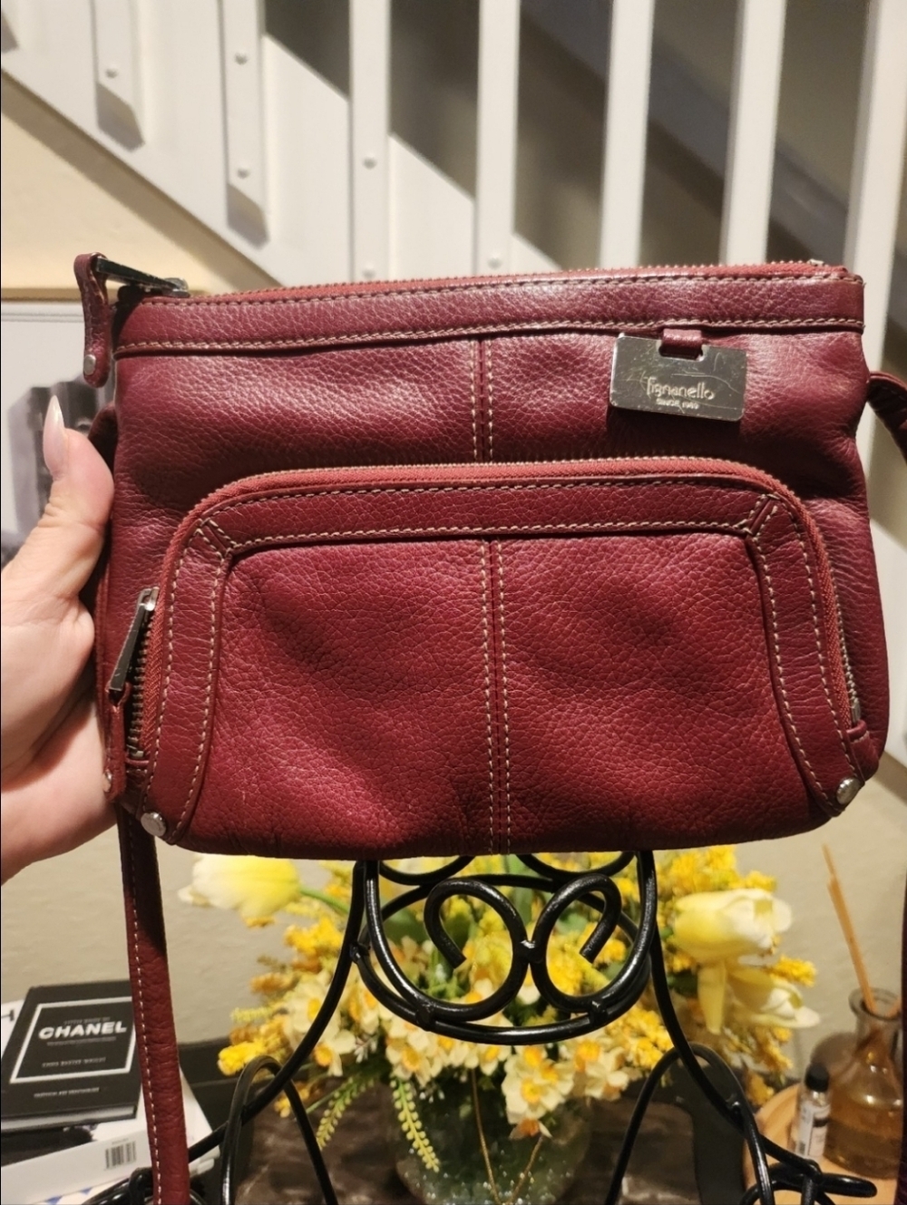 Tignanello leather crossbody organizer bag